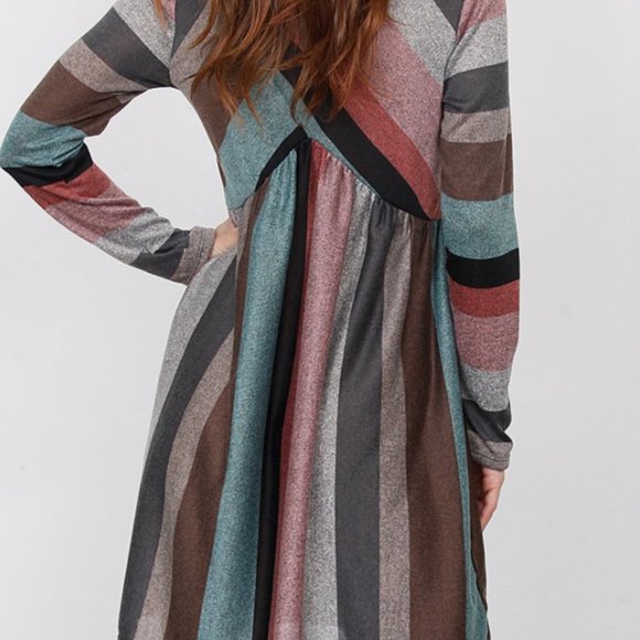 Egs soft knit cross strip long sleeve midi dress - Picture 3 of 3